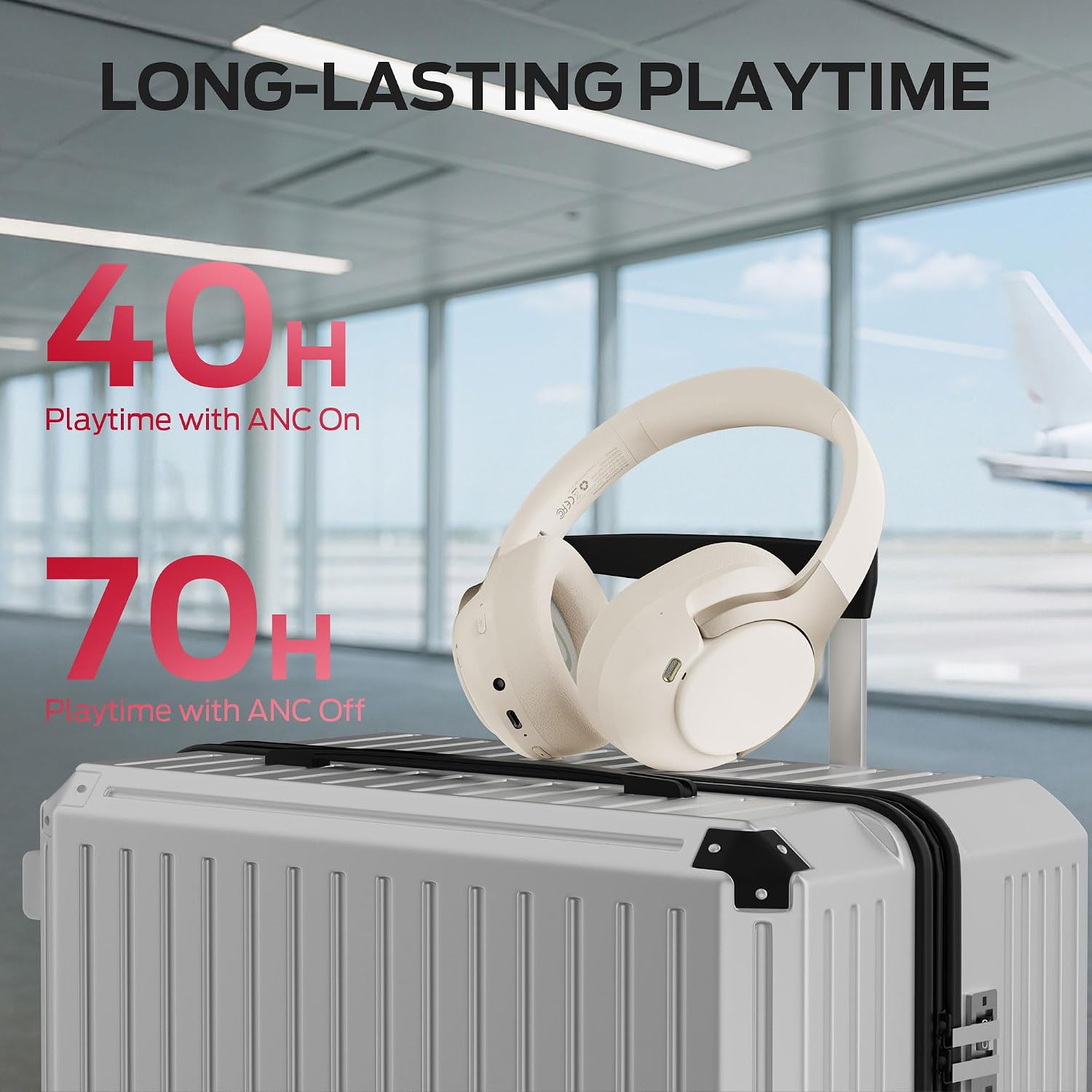 Oraolo Persona 5th ANC-Wireless Bluetooth Over-Ear Headphones with Microphone, 70H Playtime, Bluetooth 6.0, Comfortable and Foldable Design - Image 6