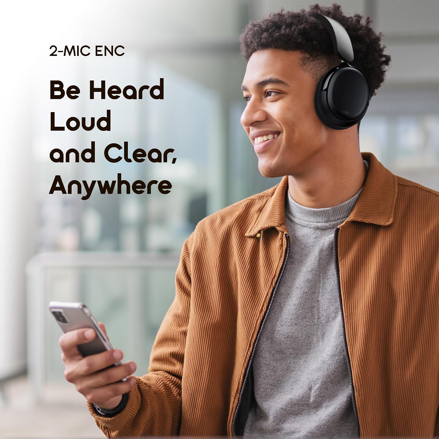 Oraimo Bluetooth Headphones Active Noise Cancelling, 65H Playtime, 3 EQ Modes, Deep Bass, Bluetooth 5.4, Wireless Over-Ear Headphones with Microphone for Office Travel, Black | 360 Spatial Sound & Deep Bass, Waterproof ENC Dual-Mic Clear Calls, Bluetooth 5.4 & 3.5mm AUX Dual Model - Image 4