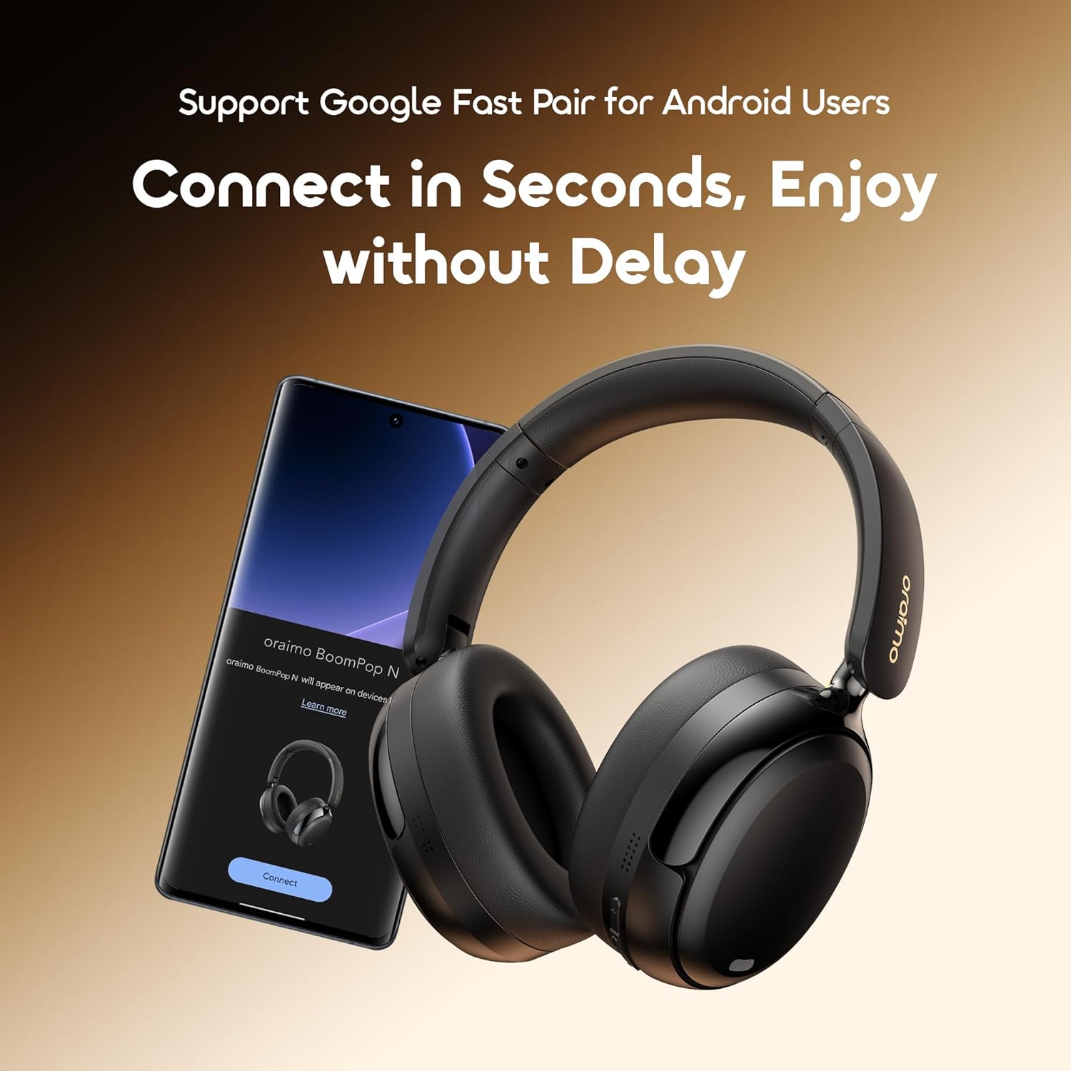 Oraimo Bluetooth Headphones Active Noise Cancelling, 65H Playtime, 3 EQ Modes, Deep Bass, Bluetooth 5.4, Wireless Over-Ear Headphones with Microphone for Office Travel, Black | 360 Spatial Sound & Deep Bass, Waterproof ENC Dual-Mic Clear Calls, Bluetooth 5.4 & 3.5mm AUX Dual Model - Image 7