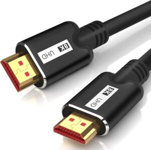 8K HDMI Cable 5FT, High Speed 48Gbps HD Shielded Cord, Supports 8K@60Hz, 4K@120Hz in-Wall CL3 Rated HDMI 2.1 Cord, Compatible with Roku TV/Laptop/PC/HDTV and More